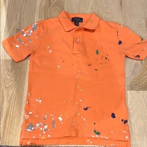 Polo by Ralph Lauren Orange Artistic Splatter Polo Shirt